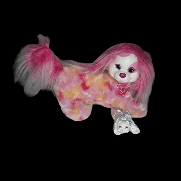 Puppy Surprise Sari Plush 12" Pink Multicolored Dog Mom 1 Baby Stuffed Animal - Picture 1 of 5